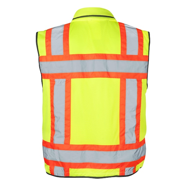 Flame-Retardant Safety Vest Class 2 W/ Zipper & Radio Clips (Lime/Medium)